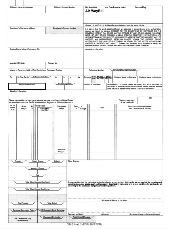Uçak Konşimentosu (Air Waybill)