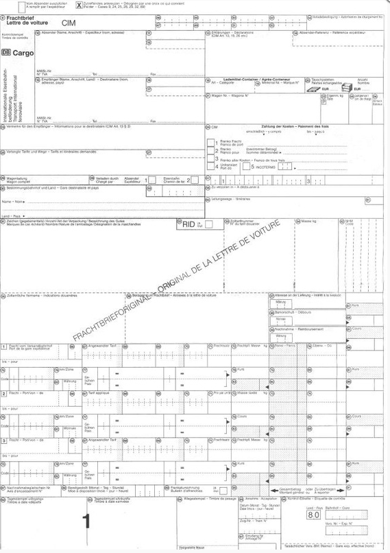 Hamule Senedi (Rail Waybill) - CIM