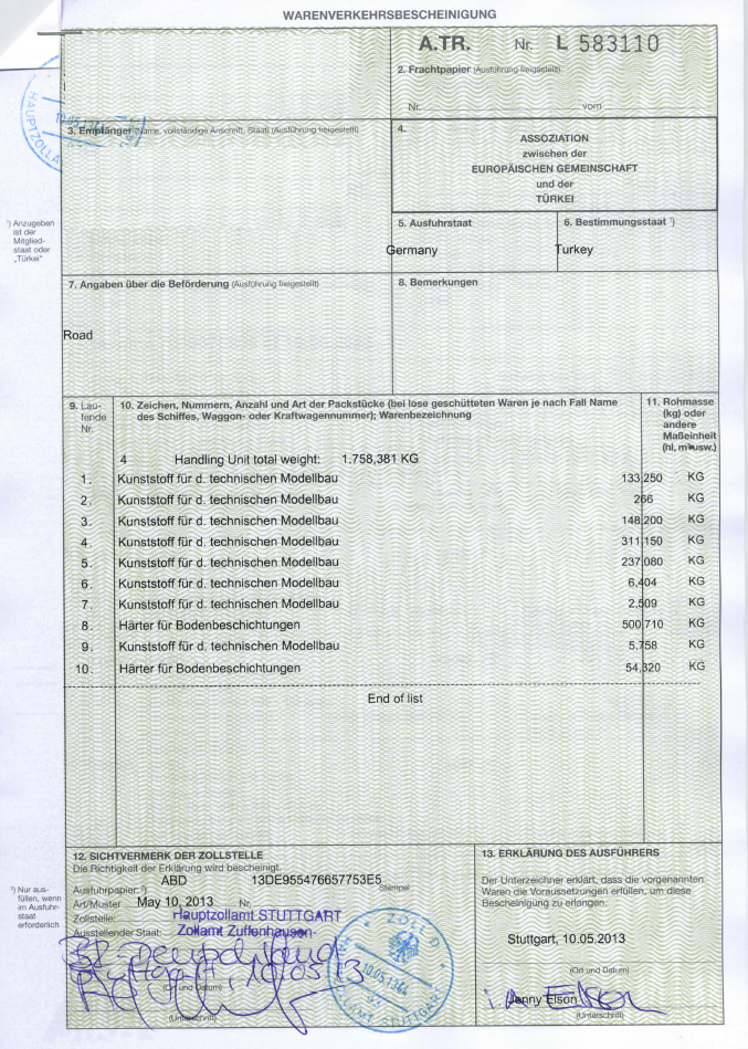 ATR Dolaşım Sertifikası (İthalat)